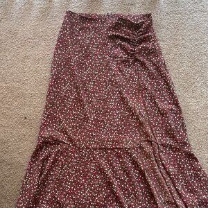 Forever 21 Floral Maxi Skirt in Red and White